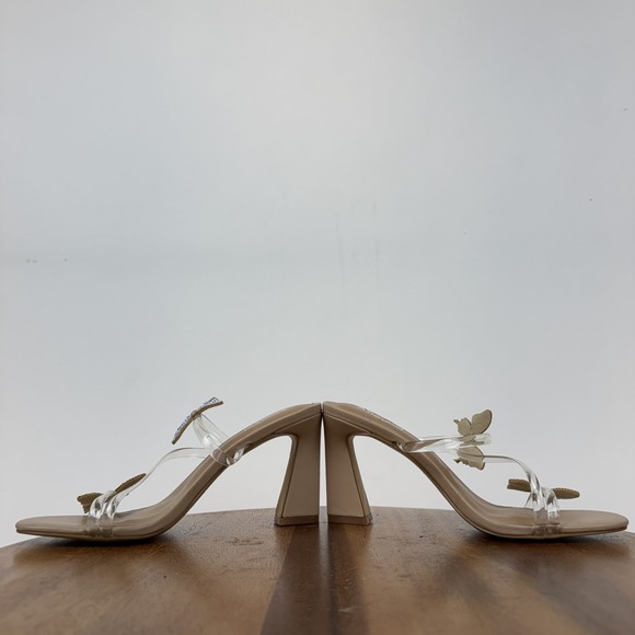 New Womens Abound Kimora Clear Strappy Crystal Butterfly Heeled Sandals Size 8 M - Picture 6 of 9